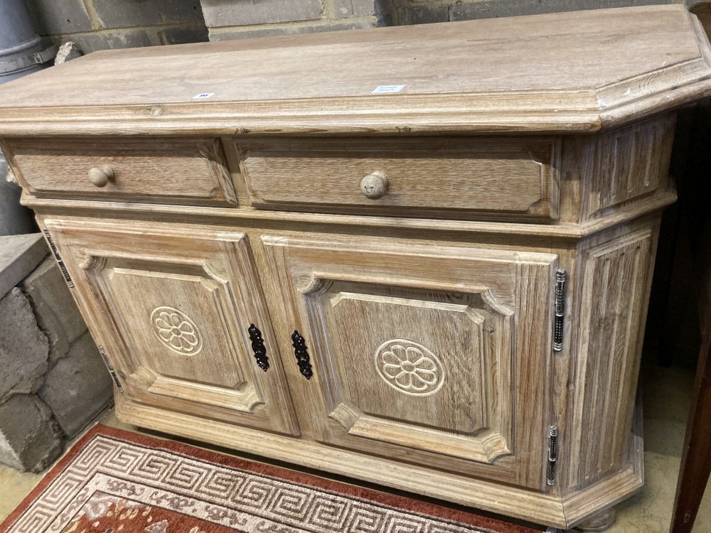 A 19th century Continental bleached oak buffet, width 140cm depth 50cm height 90cm